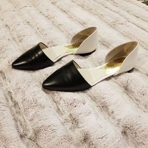 MK Black and White leather Mila D’orsey Flats